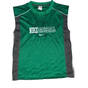 Vintage Nike Gray Tag Green boys baseball tank top Jersey shirt size 6 NEW y2k